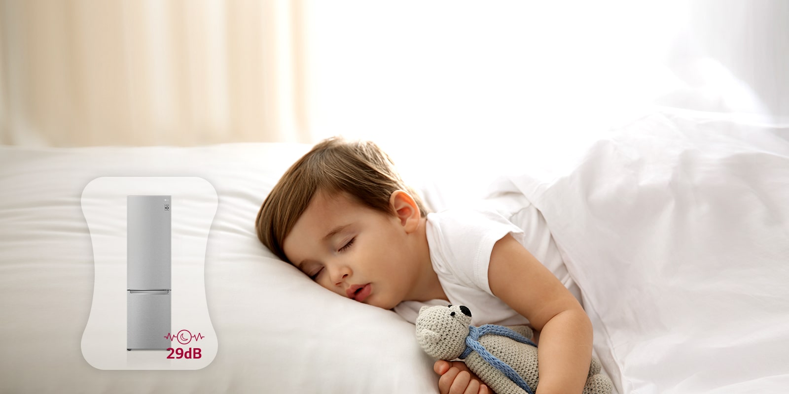 Kuva rauhallisesti nukkuvasta lapsesta.