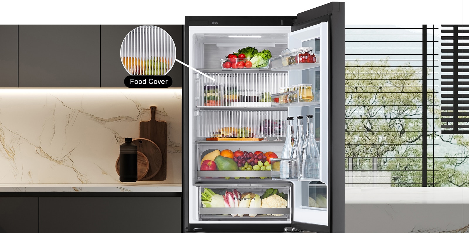 Food Cover -alue jääkaapin sisällä.