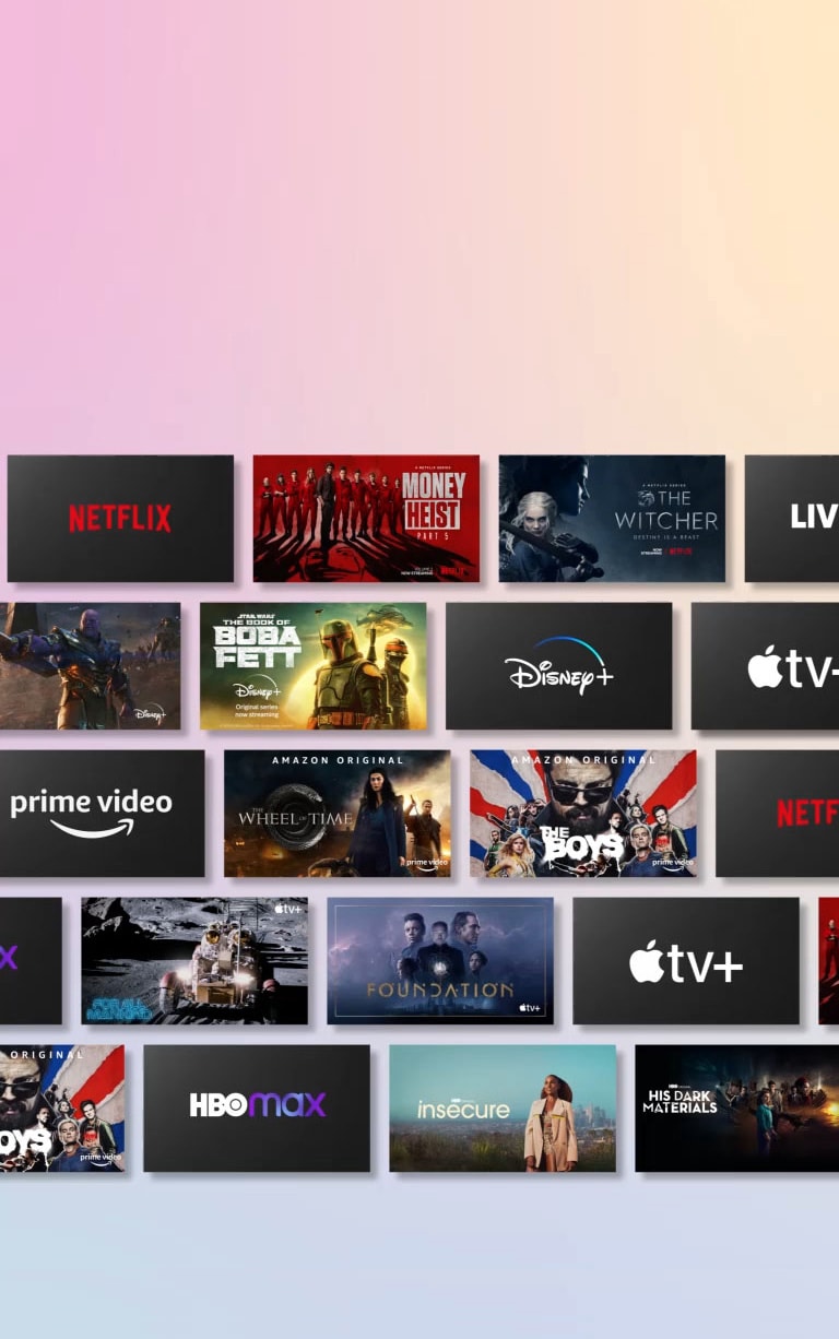 OTT-sisällön rivit vierivät sivusuunnassa näyttäen OTT-palveluntarjoajan logon ja pikkukuvat sisällöstä.