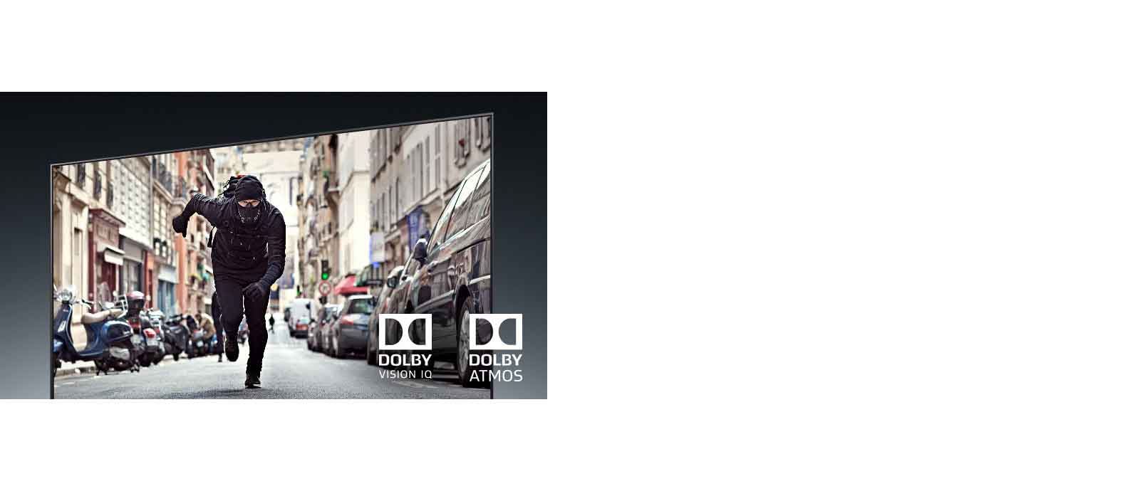 Tv-ruudulla näkyy toimintaelokuva, jossa varas juoksee