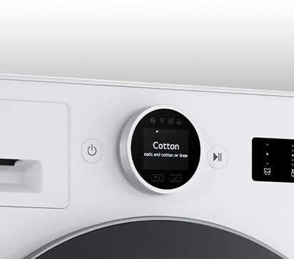 Siinä näkyy pesukoneen korin sisätila yksityiskohtaisesti.