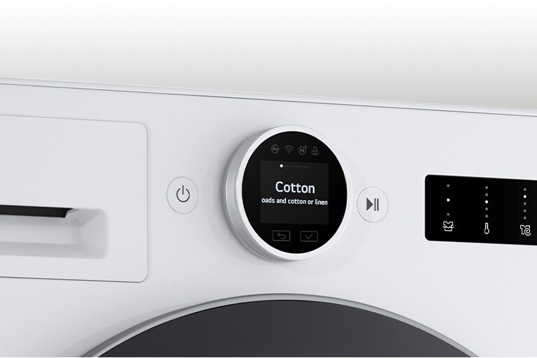 Siinä näkyy pesukoneen korin sisätila yksityiskohtaisesti.