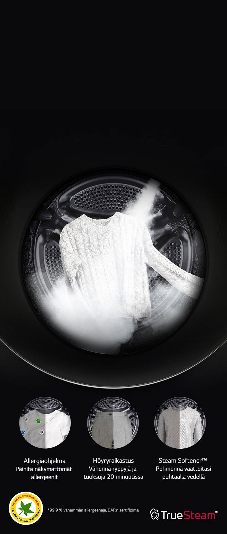 99,9% vähemmän allergeeneja<br>2