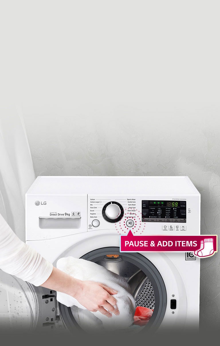 Pysäytä ja lisää pyykkiä<br>2