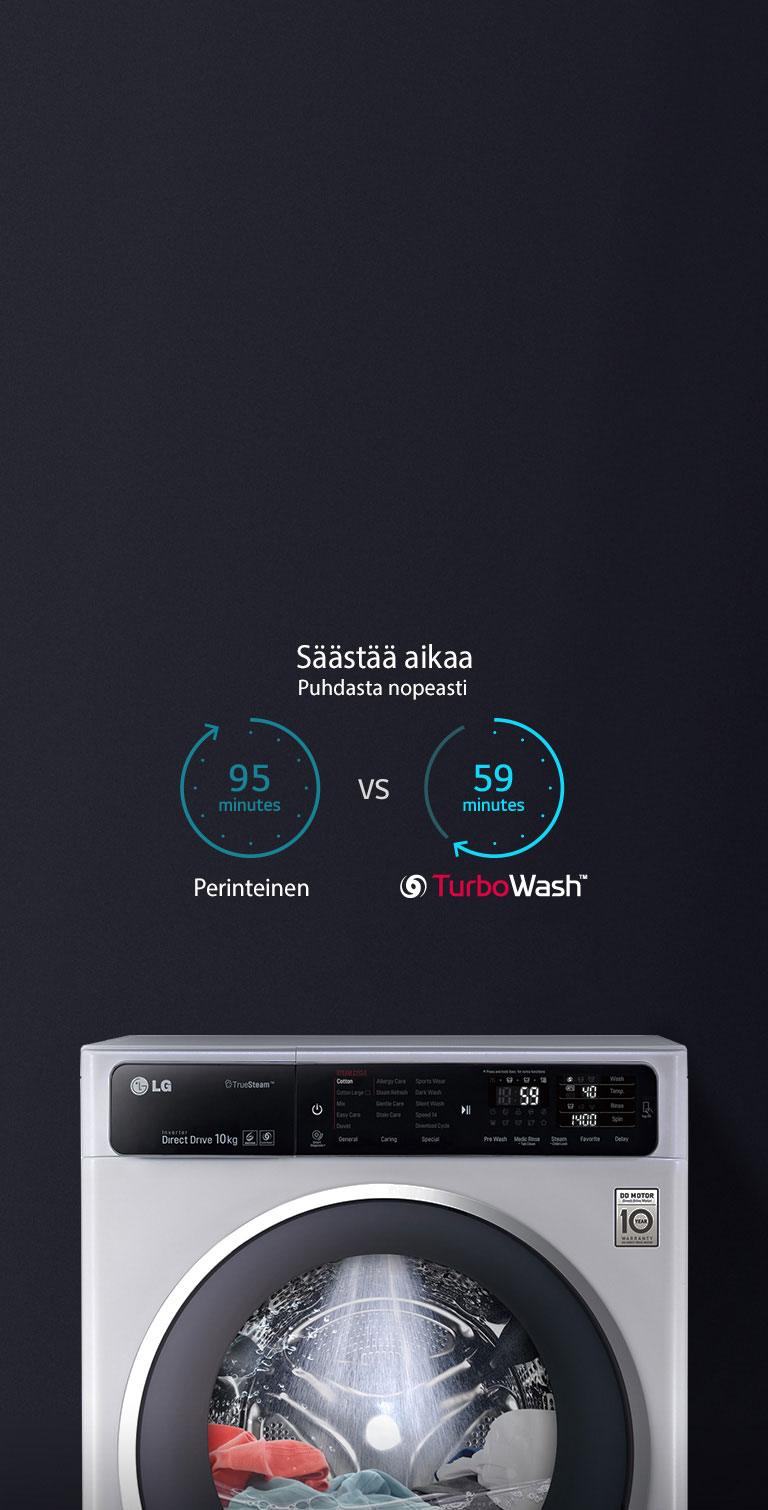 LG TurboWash™ – puhdasta jälkeä nopeasti <br>2