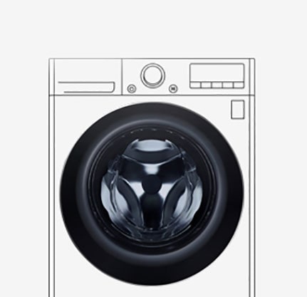 Karkaistulla lasiovella varustetun pesukoneen kuva on selvästi näkyvissä.