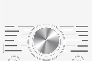 Tässä on suurennettu kuva pesukoneen käyttöpaneelin metallivalitsimesta.