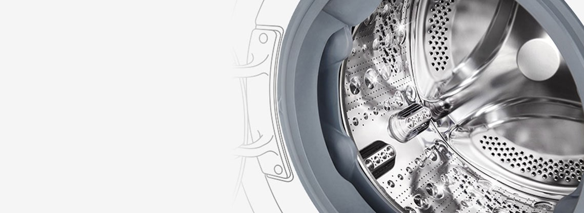 Pyykinpesukoneen sisäkuva, jossa Stainless Lifter näkyy.