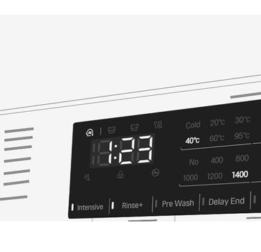 This is an enlarged image of the washing machine panel so that the display can be clearly seen.