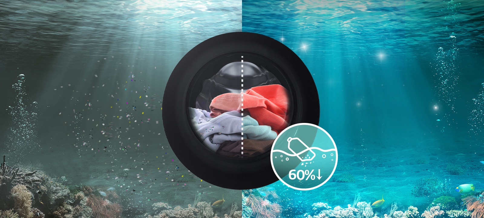 Tuotteen sisällä on pyykkiä ja pyykkiä on vähennetty 60 %.