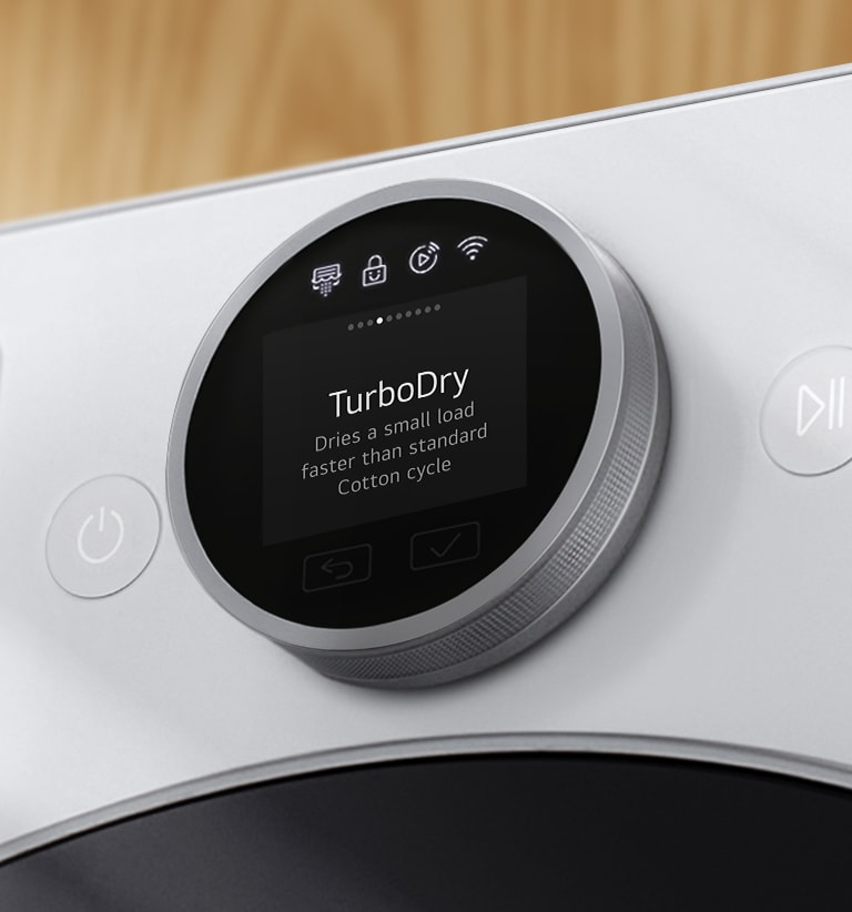 Lähikuva nestekidenäytön valitsimesta.