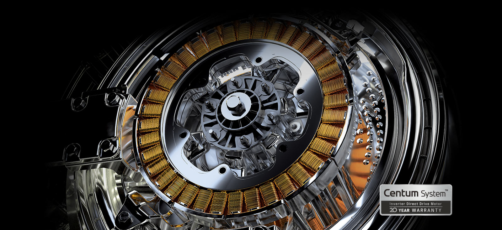 It shows the close-up shot of inner part to show the Centum System™ There is a paly button on the image.