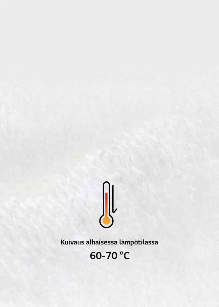 Kuivatusta pyyheliinasta on lähikuva, jossa kerrotaan LG SIGNATURE -Kuivaavat pesukoneet tärkeimmät ominaisuudet. 