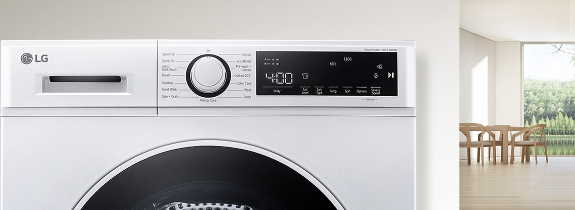 Inside the interior background, the panel of the washer is enlarged.