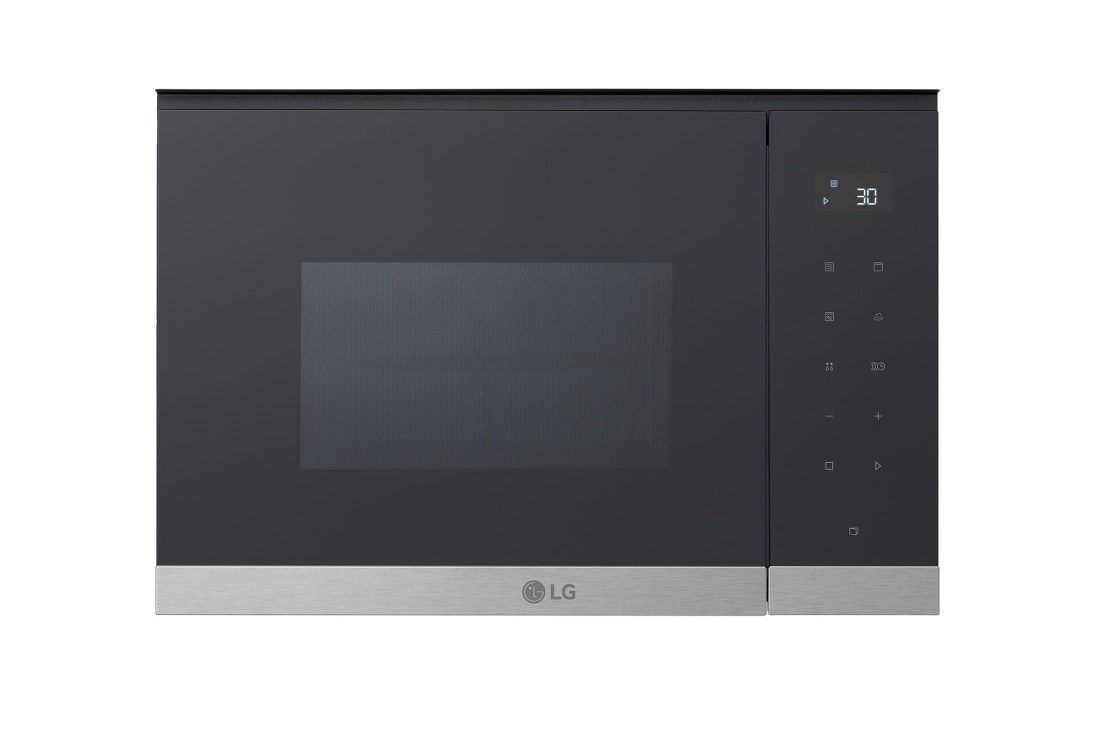 LG 25 liter Inbyggnadsmikrovågsugn i rostfritt stål med automatisk tillagning och grillfunktion, 900 W, 25 litran integroitu mikroaaltouuni ruostumattomasta teräksestä, Auto-Cook- ja grillitoiminto, 900 W, MG7Z2593D