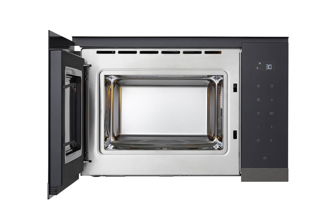 LG 25 litran integroitu mikroaaltouuni mattamusta teräs, Auto-Cook- ja grillitoiminto, 900 W, Front_Open, MG7Z2593B, thumbnail 2