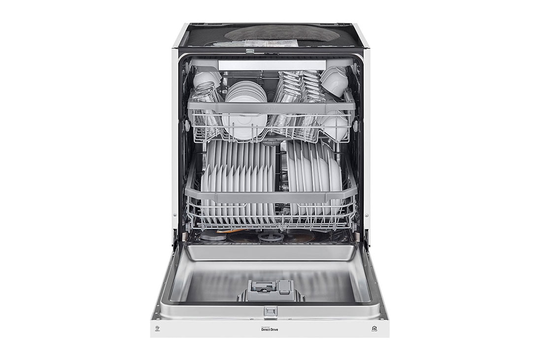 LG QuadWash™ Astianpesukone (Valkonen), Energialuokka D, jossa on Auto Open kuivausominaisuus ja Smart Diagnosis™ - Wi-Fi-yhteys, Front Open View, DU325FW, thumbnail 3