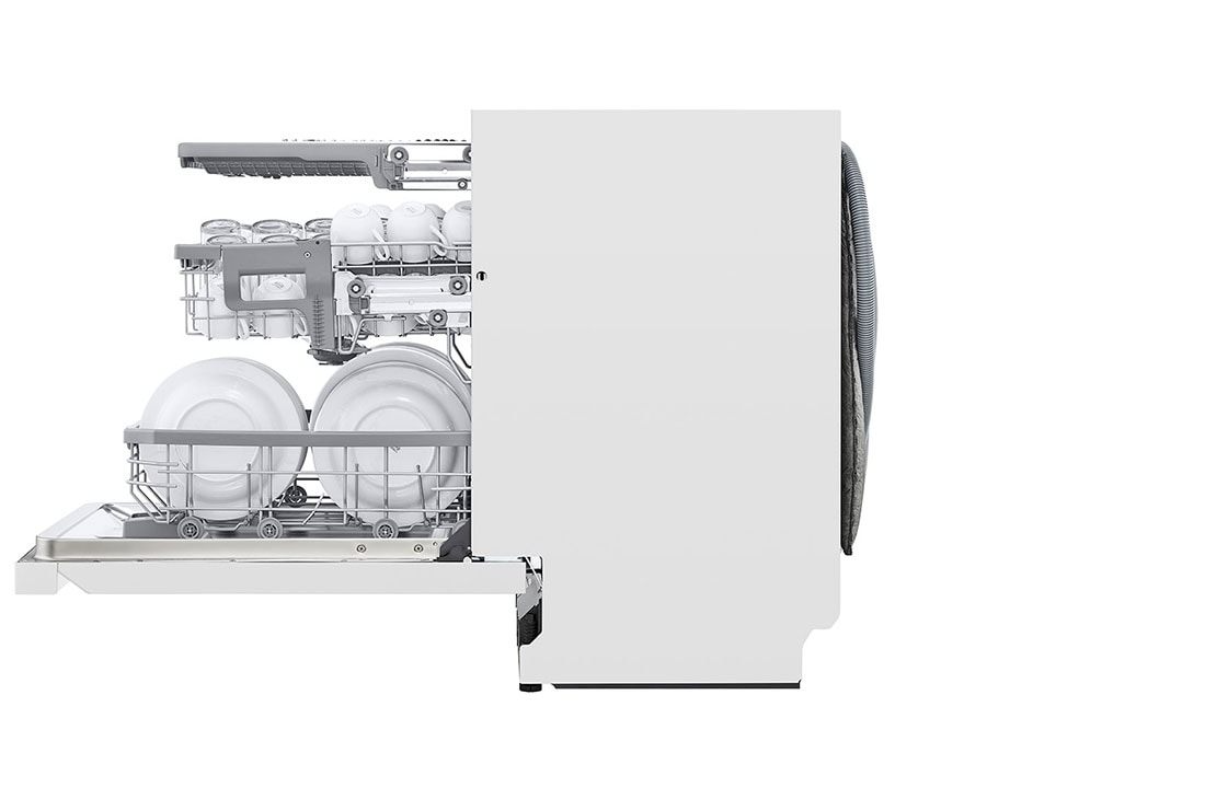 LG QuadWash™ Astianpesukone (Valkonen), Energialuokka D, jossa on Auto Open kuivausominaisuus ja Smart Diagnosis™ - Wi-Fi-yhteys, Side Open View, DU325FW, thumbnail 8