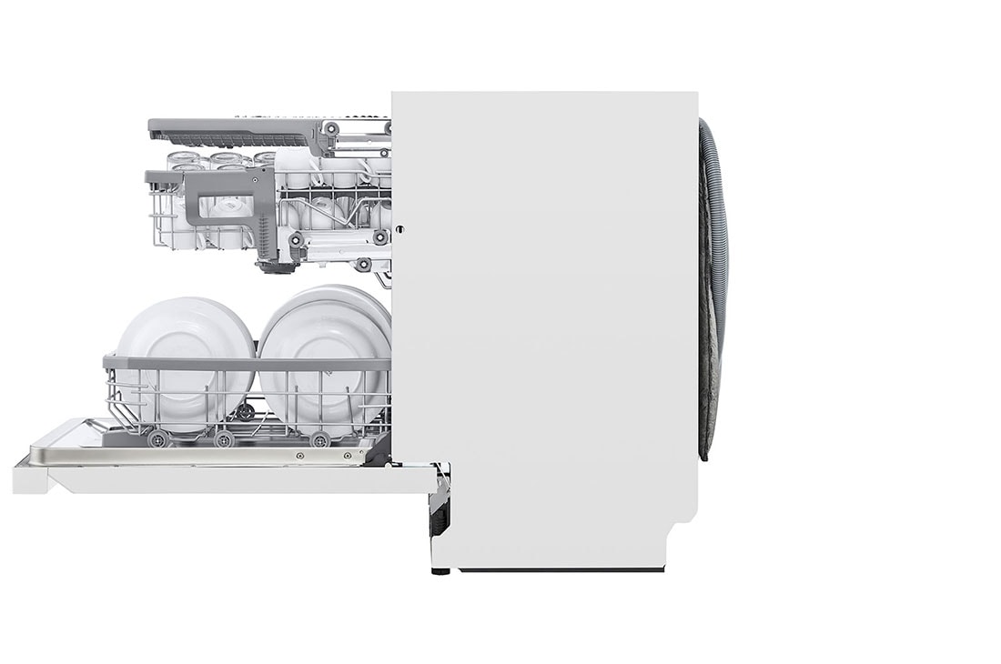 LG QuadWash™ Astianpesukone (Valkonen), Energialuokka D, jossa on Auto Open kuivausominaisuus ja Smart Diagnosis™ - Wi-Fi-yhteys, Side Open View, DU325FW, thumbnail 9