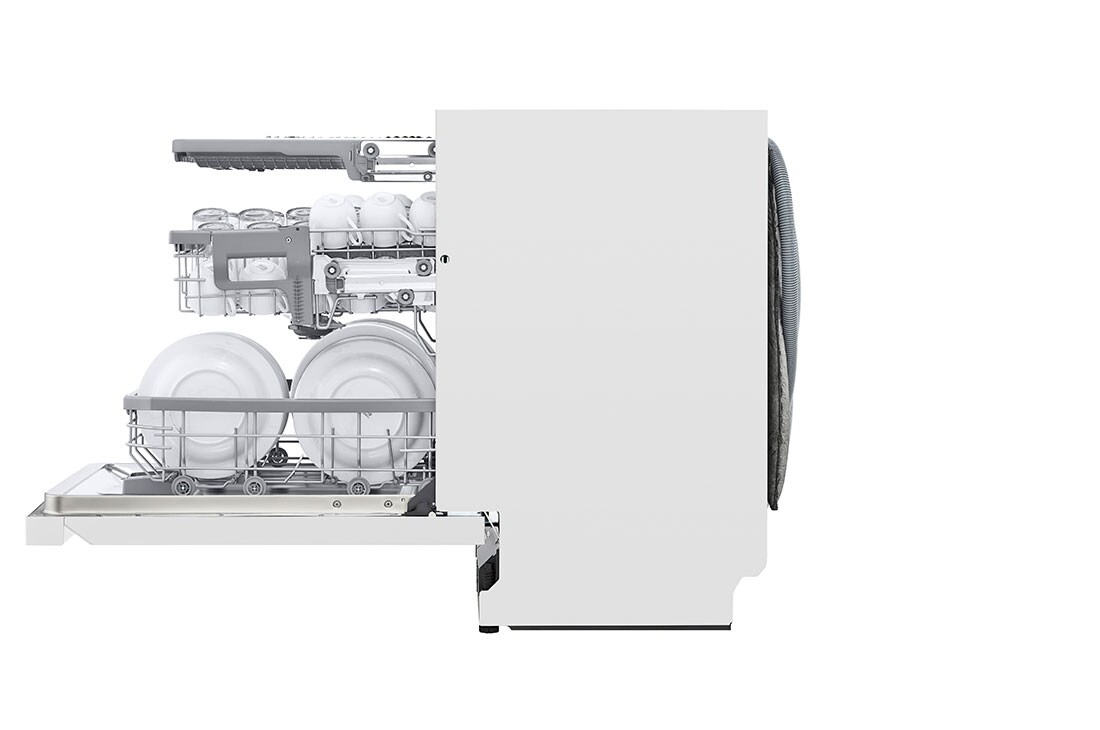 LG QuadWash™ Astianpesukone (Valkonen), Energialuokka C, jossa on Auto Open kuivausominaisuus ja Smart Diagnosis™ - Wi-Fi-yhteys, Side Open View, DU355FW, thumbnail 8