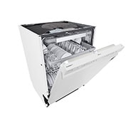 LG QuadWash™ Astianpesukone (Valkonen), Energialuokka C, jossa on Auto Open kuivausominaisuus ja Smart Diagnosis™ - Wi-Fi-yhteys, Left open Side View, DU355FW, thumbnail 11