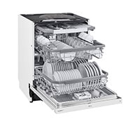 LG QuadWash™ Astianpesukone (Valkonen), Energialuokka C, jossa on Auto Open kuivausominaisuus ja Smart Diagnosis™ - Wi-Fi-yhteys, Left Open View, DU355FW, thumbnail 5