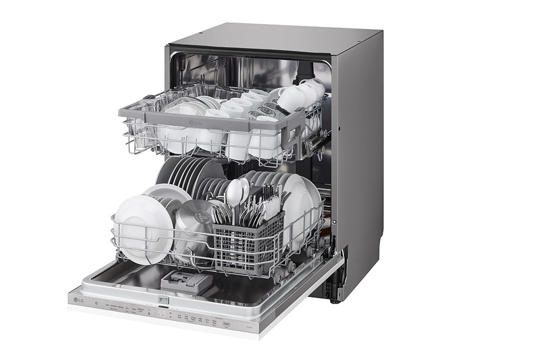 LG QuadWash™ Astianpesukone (Integroitava), Energialuokka D ja Smart Diagnosis™ - Wi-Fi-yhteys, Oikeanpuoleinen ovi auki astioilla, DB242TX, thumbnail 9