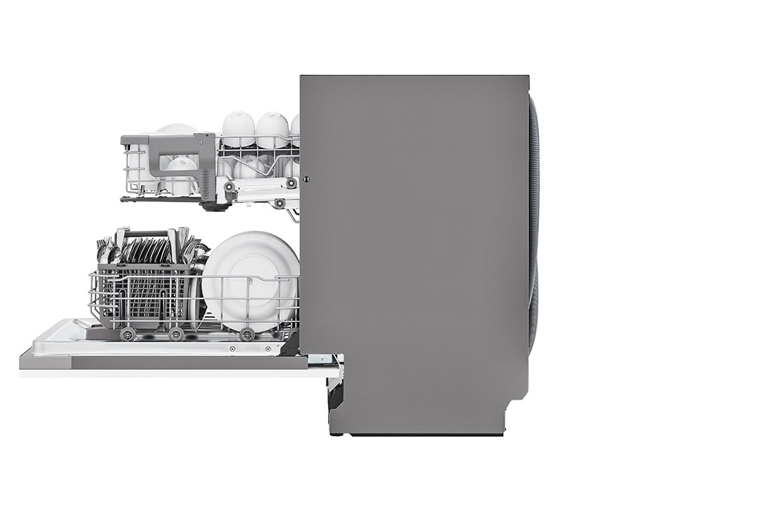 LG QuadWash™ Astianpesukone (Integroitava), Energialuokka D ja Smart Diagnosis™ - Wi-Fi-yhteys, Sivunäkymä ovi auki alusten kanssa, DB242TX, thumbnail 11