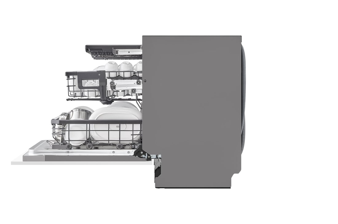 LG QuadWash™ Steam-astianpesukone (Integroitava), Energialuokka A, jossa on Auto Open kuivausominaisuus ja Smart Diagnosis™ - Wi-Fi-yhteys, Side Open with dishes, DB475TXS, thumbnail 13