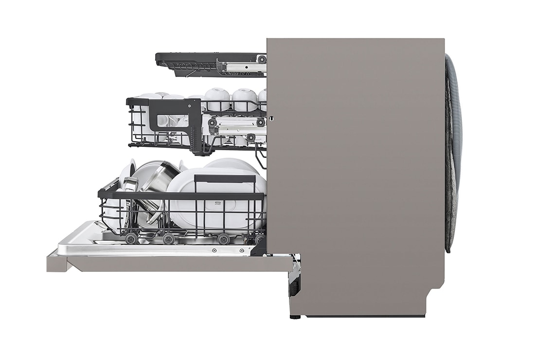 LG 14 Paikka-asetukset QuadWash™ Sisäänrakennettu astianpesukone TrueSteam™-ominaisuudella A-10%-energia, Avoin sivunäkymä oikealta mallista SDU587HV, SDU587HV, thumbnail 12