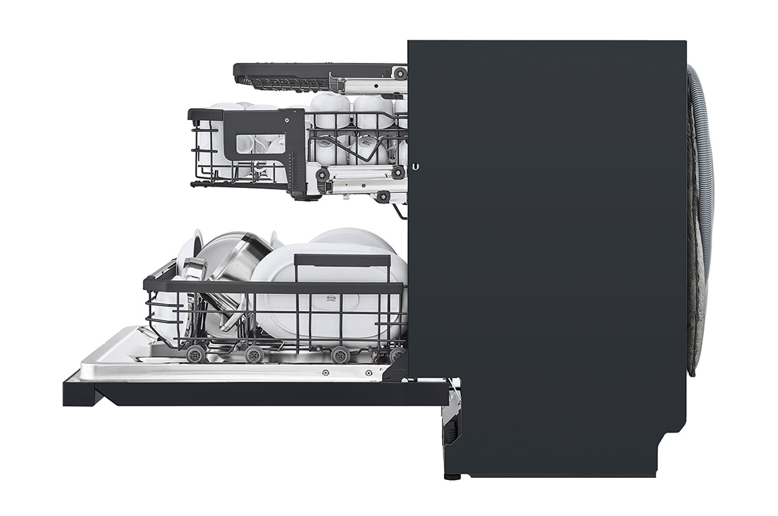 LG 14 Paikka-asetukset QuadWash™ Sisäänrakennettu astianpesukone TrueSteam™-ominaisuudella A-10%-energia, Avoin sivunäkymä oikealta mallista SDU587HM, SDU587HM, thumbnail 12