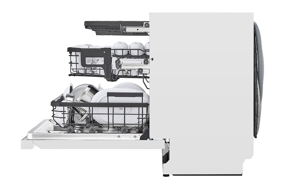 LG 14 Paikka-asetukset QuadWash™ Sisäänrakennettu astianpesukone A-10%-energia, Ylänäkymä oikealta mallista DU386FW, DU386FW, thumbnail 11