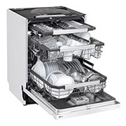 LG 14 Paikka-asetukset QuadWash™ Sisäänrakennettu astianpesukone A-10%-energia, Avoin etunäkymä vasemmalta mallista DU386FW, DU386FW, thumbnail 5
