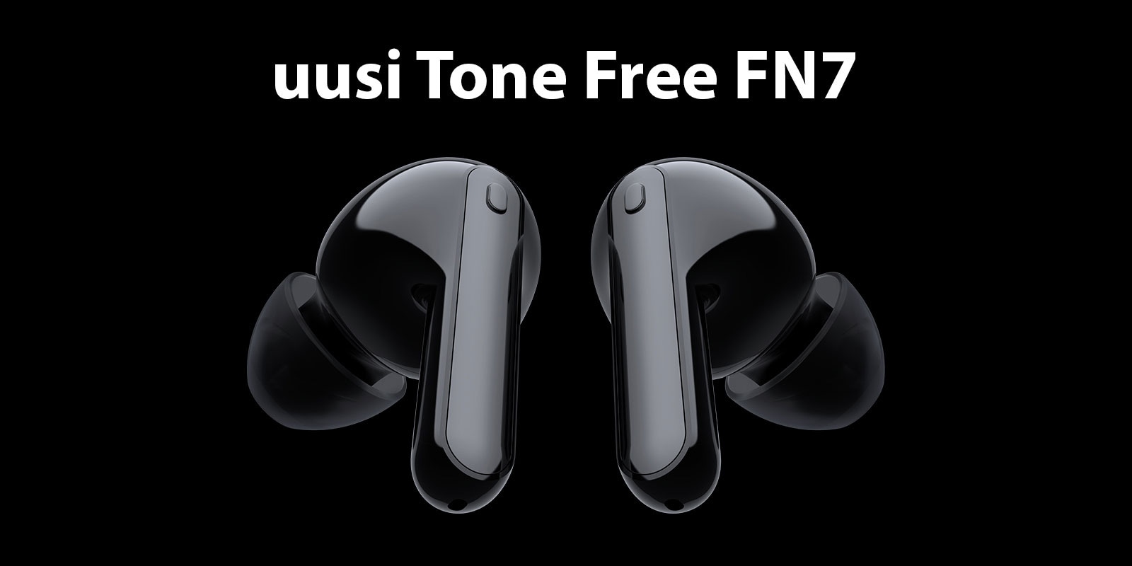 Kaksi korvatulppaa kelluu mustalla taustalla