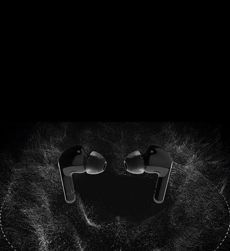 Osaset sykkivät voimakkaasti rytmin mukaisesti ja kaksi nappikuuloketta ovat suuntautuneena toisiinsa päin.