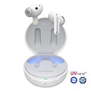 LG TONE Free FP8W, Kehikon edestä avattu kuva ja kelluvat nappikuulokkeet., TONE-FP8W, thumbnail 2