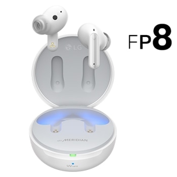 Image with earbuds floating over a opened cradle.1
