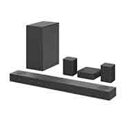 LG Soundbar S75QR, Vinottainen kuva sound barista ja takakaiuttimesta, S75QR, thumbnail 2