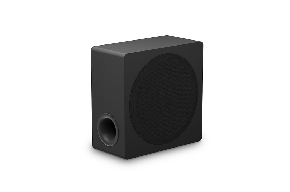 LG Soundbar TV:hen Dolby Atmos 5.1.3 kanavainen S90TY, Vinosta kulmasta otettu kuva subwooferista, NS90TY, thumbnail 6