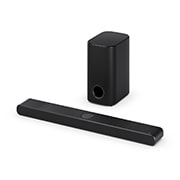 LG Soundbar TV:hen Dolby Atmos 3.1.3 kanavainen NS77TY, Ylhäältä vinosta kulmasta otettu kuva LG Soundbar S77TY:stä ja subwooferista, NS77TY, thumbnail 2