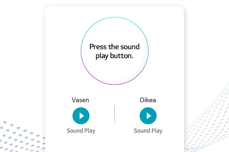 Find My Earbuds -sovelluksen käyttöliittymän näyttökuvassa nappi vasemmalle ja oikealle korvanapille.