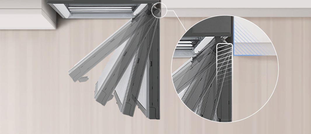 Kuva jääkaapin ovesta, joka avautuu kokonaan 90 asteen kulmassa.