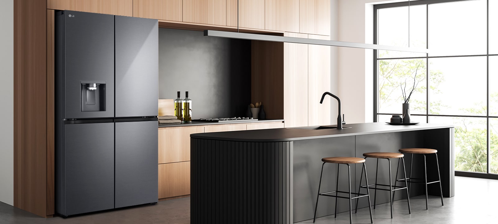 InstaView-jääkaappi moderniin keittiöön.