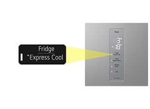 Lähikuva jääkaapin yläosassa olevasta Express Cool -painikkeesta.