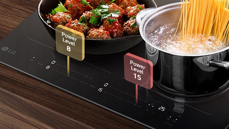 Tämä on kuva Induktiokeittotasot levyistä, jotka asetetaan kukin eri tehotasolle.