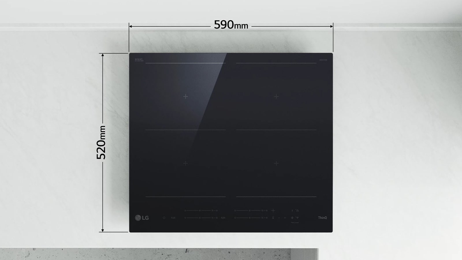Tässä kuvassa näytetään Induktiokeittotasot koko.