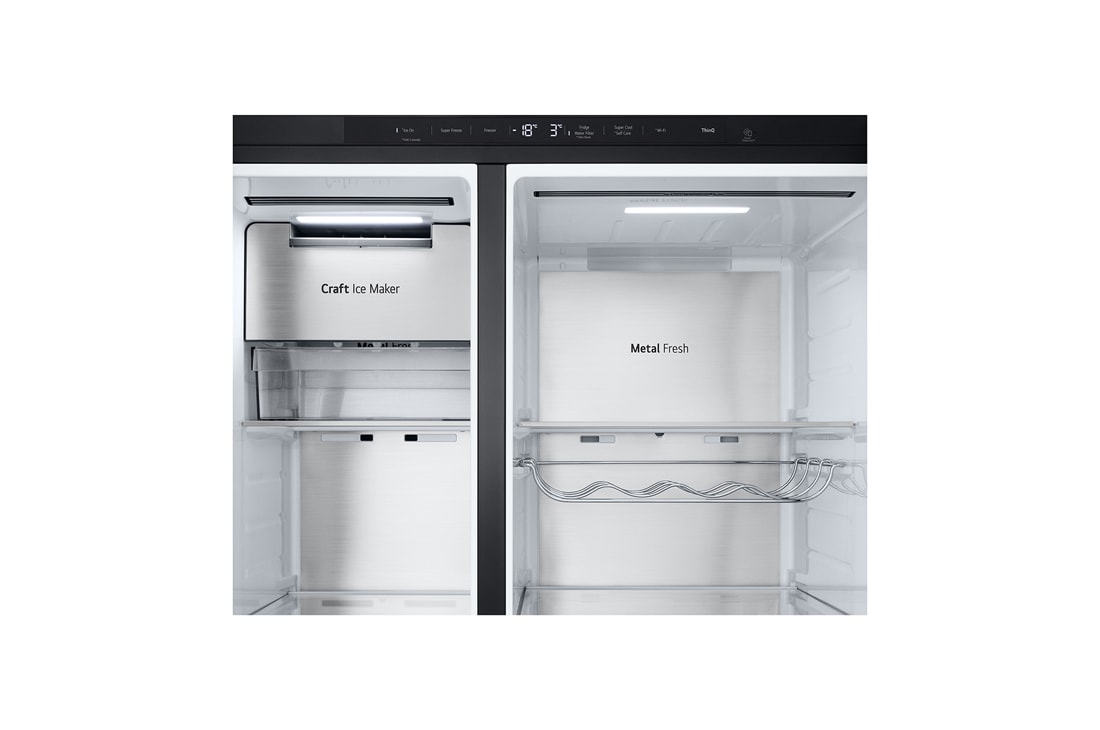 LG  628L InstaView Door in Door™ Side by Side (Essence Black), Energialuokka D, Craft Ice™, Vesi/jää vesijohtoliitännällä, Smart Diagnosis™ med Wi-Fi, Inverter Linear Compressor, GSXE90EVDD, thumbnail 5