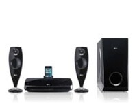 LG:n 2.1-DVD-kotiteatterijärjestelmä, jossa iDock1