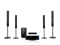 5.1-kanavainen 3D-kotiteatterijärjestelmä erittäin ohuilla kaiuttimilla, jotka voidaan kiinnittää seinälle.1