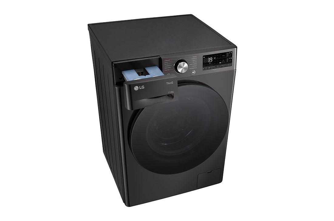 LG 11 kg / 6 kg Kuivaava pesukone(Musta) - Auto Dose, Steam, Energialuokka D, TurboWash™360, AI DD™ , Smart Diagnosis™ - Wi-Fi-yhteys, RightPerspective view, CV94E7S2QA, thumbnail 9